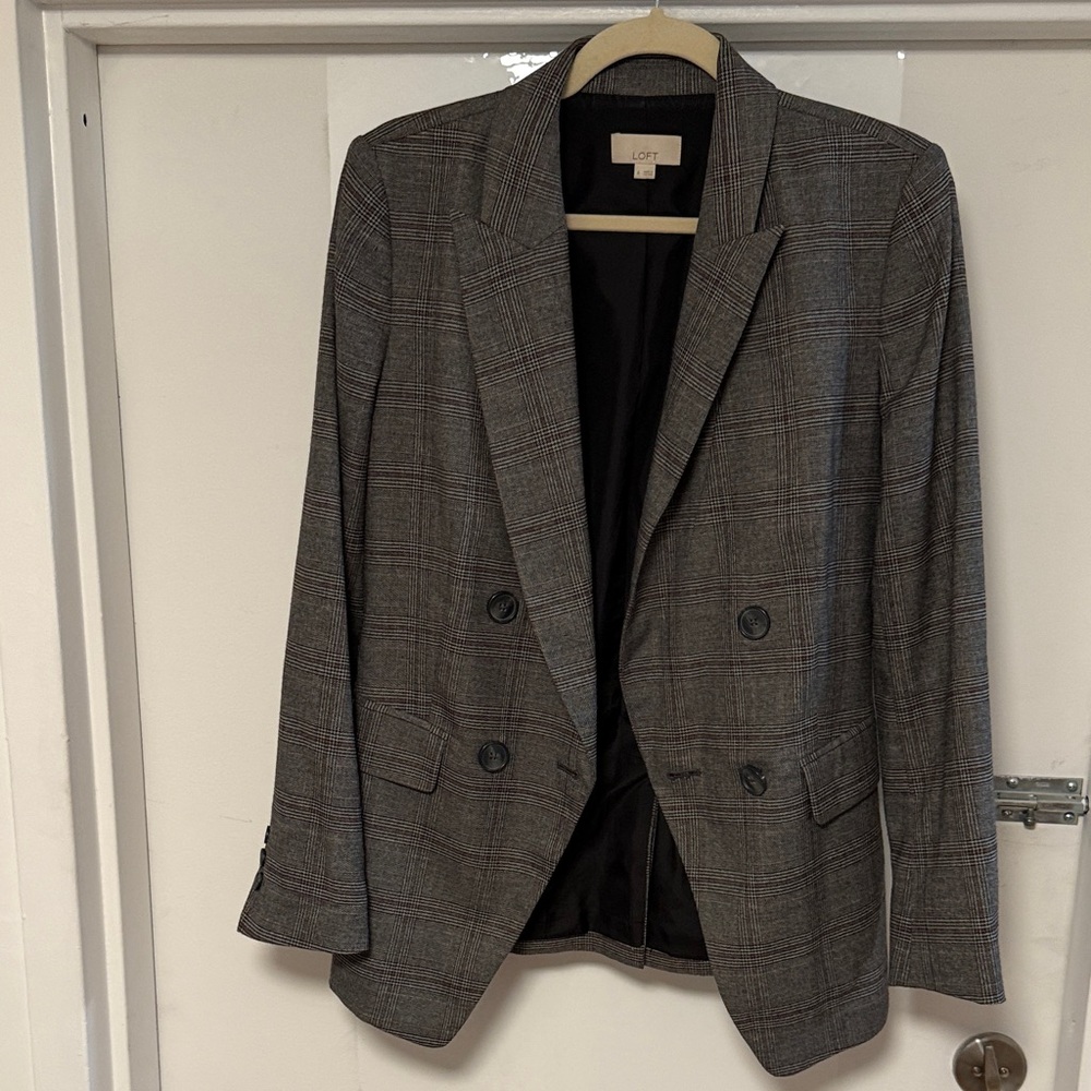 LOFT Charcoal Plaid Blazer